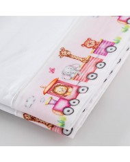 Completo lenzuola per culla lettino in puro cotone Trenino