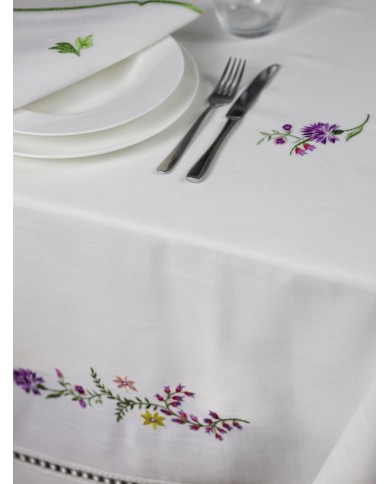 Servizio da tavola ricamato 12 posti tovaglia + tovaglioli art. 2334 Col.