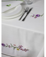 Servizio da tavola ricamato 12 posti tovaglia + tovaglioli art. 2334 Col.