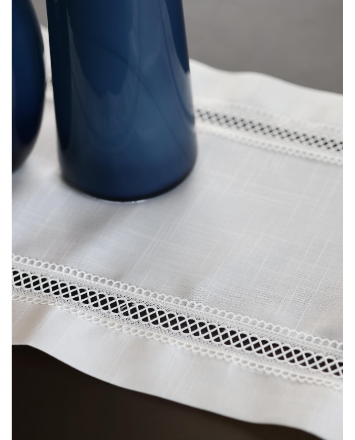 Runner misura maxi con pizzo applicato entre-deux 40x180cm art. 2336