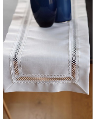 Runner misura maxi con pizzo applicato entre-deux 40x180cm art. 2336