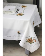 Servizio da tavola ricamato 12 posti tovaglia + tovaglioli art. 9502 Girasole