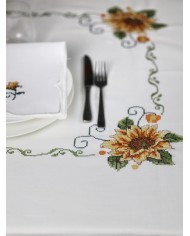 Servizio da tavola ricamato 12 posti tovaglia + tovaglioli art. 9502 Girasole