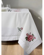 Servizio da tavola ricamato 12 posti tovaglia + tovaglioli art. 5373 Rose