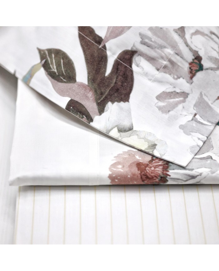 Completo Lenzuola matrimoniale in percalle di cotone Gabel Peony var. Vaniglia