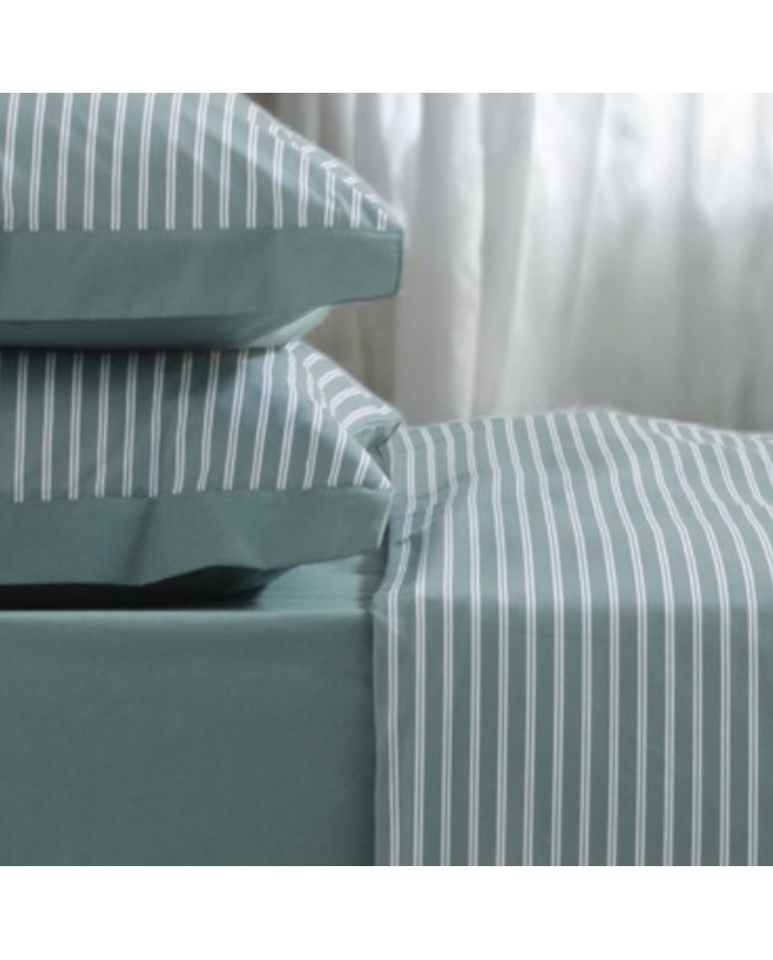 Completo lenzuola letto singolo in puro cotone Cogal Shake Righe 2405