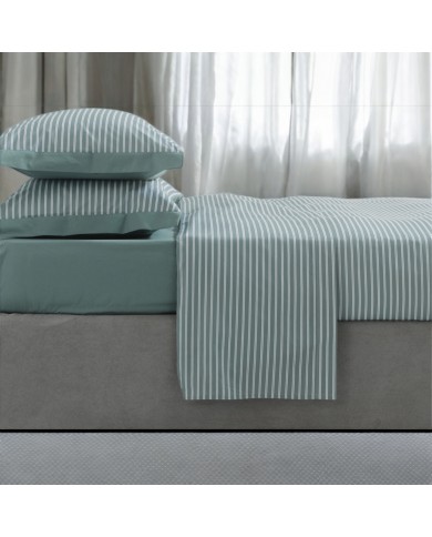 Completo lenzuola letto singolo in puro cotone Cogal Shake Righe 2405