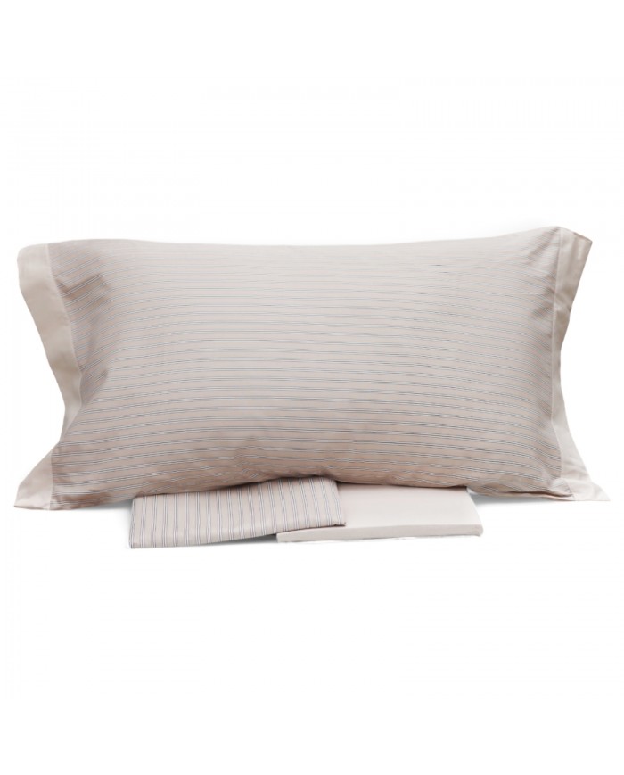 Completo lenzuola letto singolo in puro cotone Cogal Shake Righe 2405