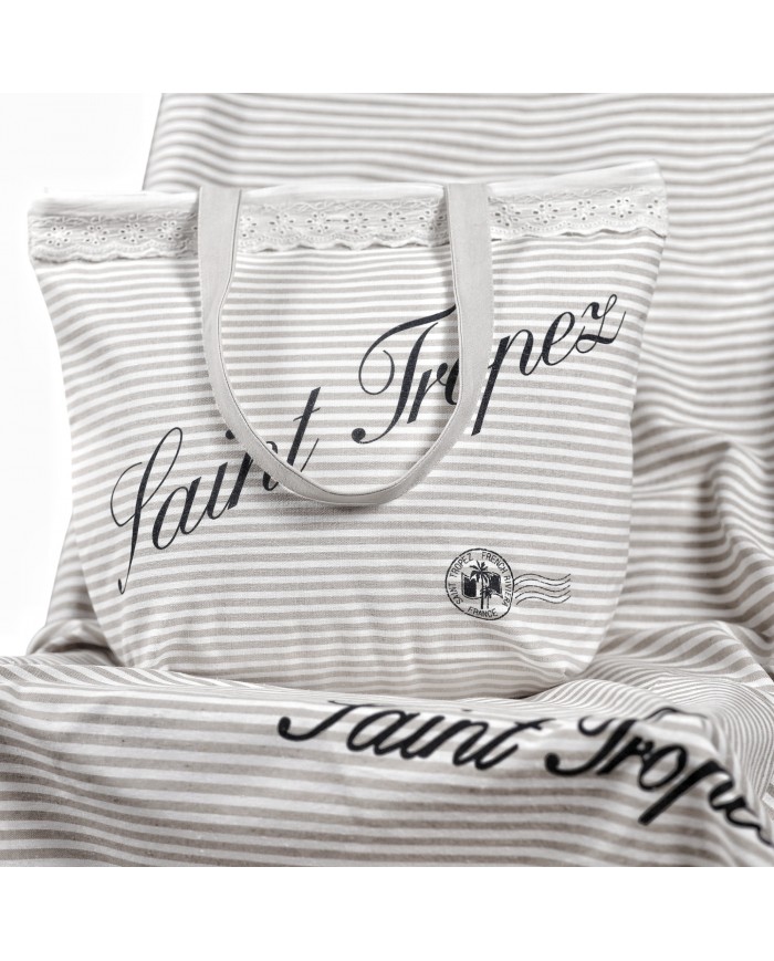 Borsa mare 100% cotone con pizzo sangallo art. Stylish Saint Tropez
