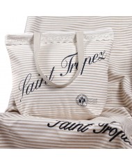 Borsa mare 100% cotone con pizzo sangallo art. Stylish Saint Tropez