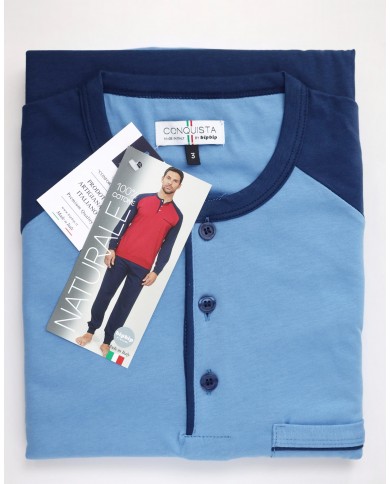 Pigiama uomo 100% cotone manica lunga Bip Bip Conquista 3051