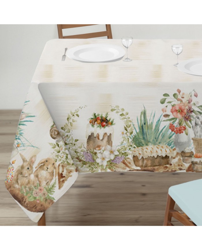 Tovaglia 12 posti Pasqua in puro cotone stampa digitale art. Tuzi