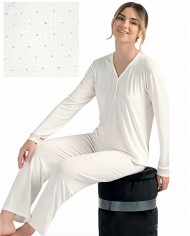 Pigiama estivo manica lunga pois con pizzo Pepenero P9136 - MADE IN ITALY