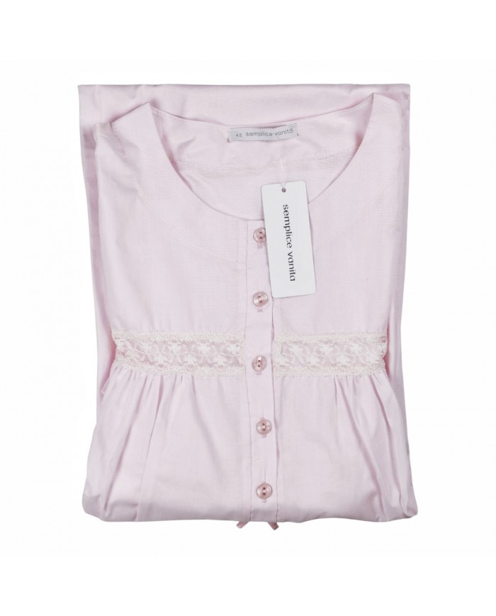 Camicia da notte estiva in batista di puro cotone Semplice Vanità Fida Lingerie E2566