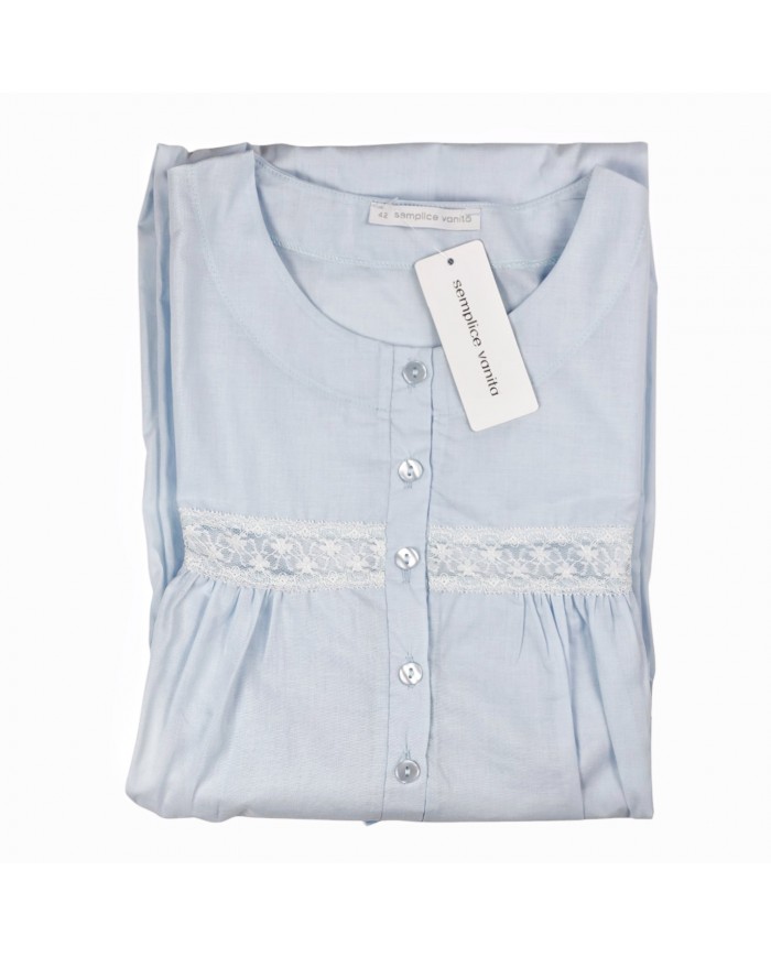 Camicia da notte estiva in batista di puro cotone Semplice Vanità Fida Lingerie E2566