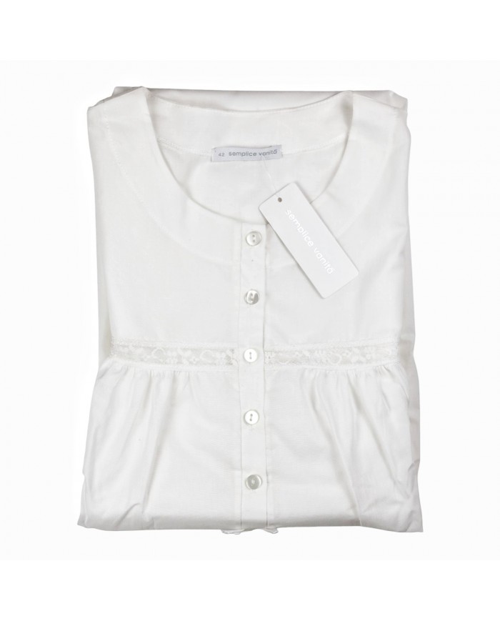 Camicia da notte estiva in batista di puro cotone Semplice Vanità Fida Lingerie E2566
