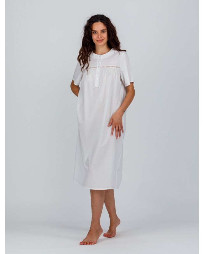 Camicia da notte estiva in batista di puro cotone Semplice Vanità Fida Lingerie E2566