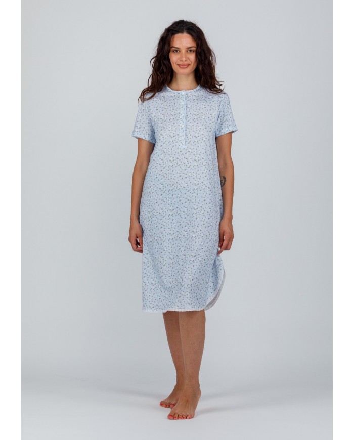 Camicia da notte 100% cotone con pizzo sangallo Semplice Vanità - Fida Lingerie E2520