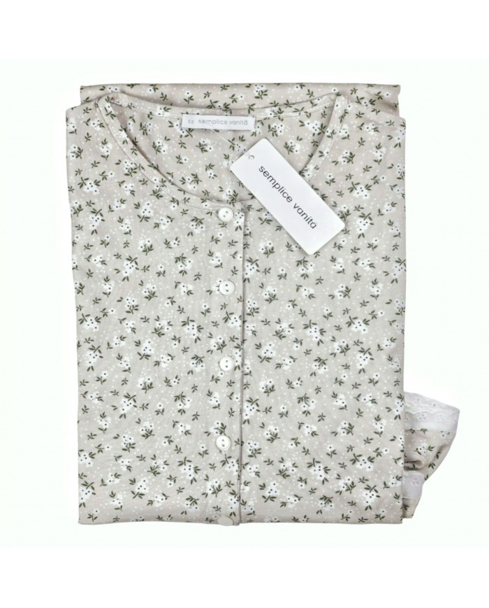 Camicia da notte 100% cotone con pizzo sangallo Semplice Vanità - Fida Lingerie E2520