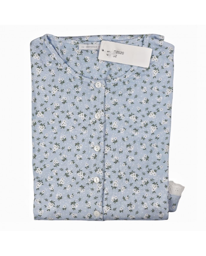 Camicia da notte 100% cotone con pizzo sangallo Semplice Vanità - Fida Lingerie E2520