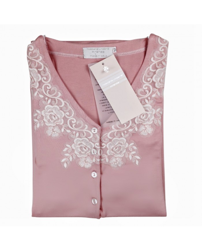 Pigiama donna estivo manica lunga con pizzo Toscana Lingerie art. GAIA