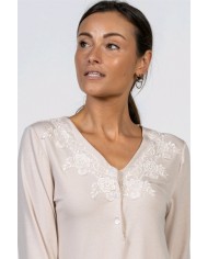 Pigiama donna estivo manica lunga con pizzo Toscana Lingerie art. GAIA
