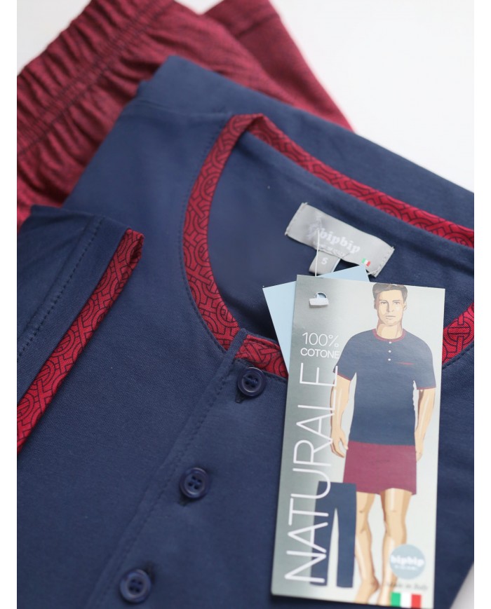 Pigiama uomo estivo 3 pezzi 100% cotone Bip Bip 3212
