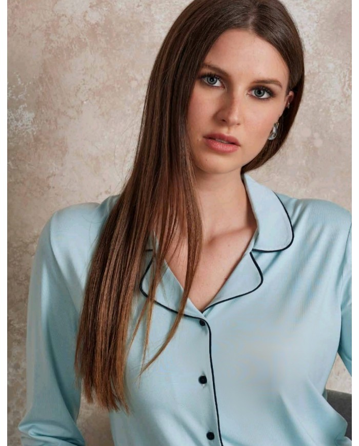 Pigiama donna estivo 100% cotone aperto avanti Lunatica 51162