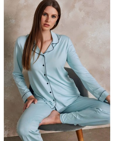 Pigiama donna estivo 100% cotone aperto avanti Lunatica 51162