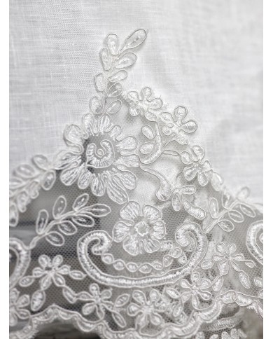 Asciugamano viso + ospite in puro lino e pizzo rebrodè Narciso di Sophie Chiarelle