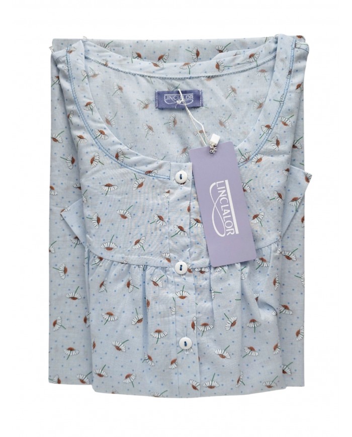 Camicia da notte in 100% cotone batista manica raglan Linclalor 130844