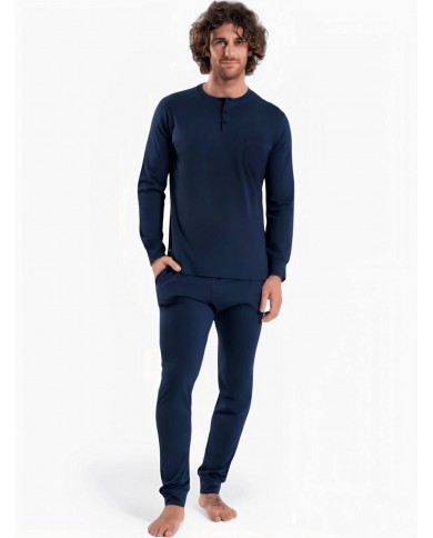 Pigiama uomo blu forze armate 100% cotone Pepenero art. P1405