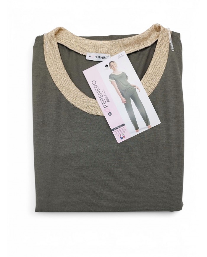 Pigiama donna manica corta pantalone lungo Pepenero P9148