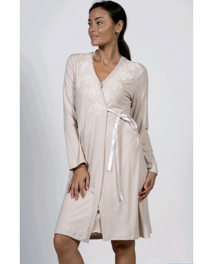 Vestaglia sciallata con pizzo applicato Toscana Lingerie art. Gaia