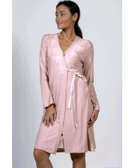 Vestaglia sciallata con pizzo applicato Toscana Lingerie art. Gaia