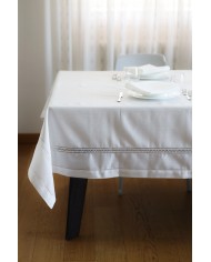Servizio da tavola 6 posti bianco ricamato con orlo a giorno 140x180 art 2018