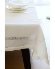 Servizio da tavola 6 posti bianco ricamato con orlo a giorno 140x180 art 2018