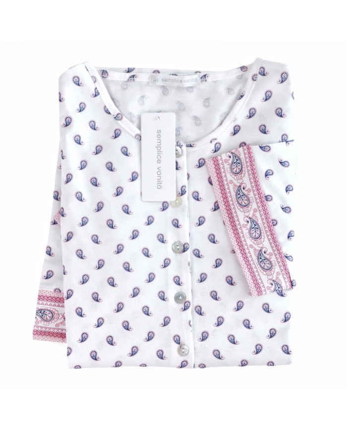 Camicia da notte mezza manica 100% cotone Semplice Vanità by Fida Lingerie art. 2529