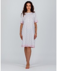 Camicia da notte mezza manica 100% cotone Semplice Vanità by Fida Lingerie art. 2529