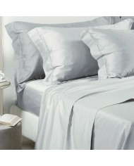 Completo lenzuola matrimoniali in raso di cotone con orlo a giorno Cavalieri - Ginevra