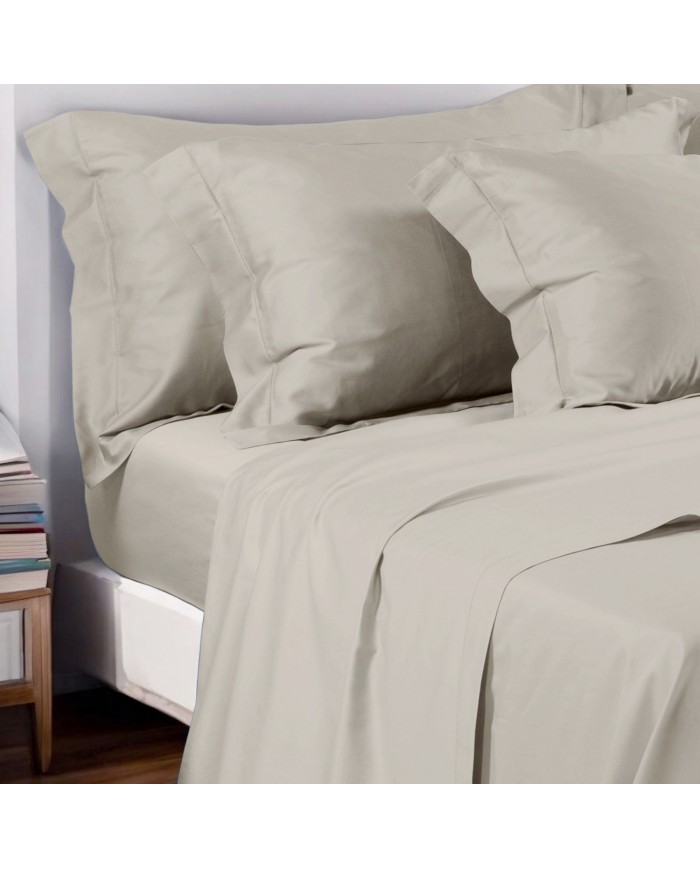 Completo lenzuola matrimoniali in raso di cotone con orlo a giorno Cavalieri - Ginevra