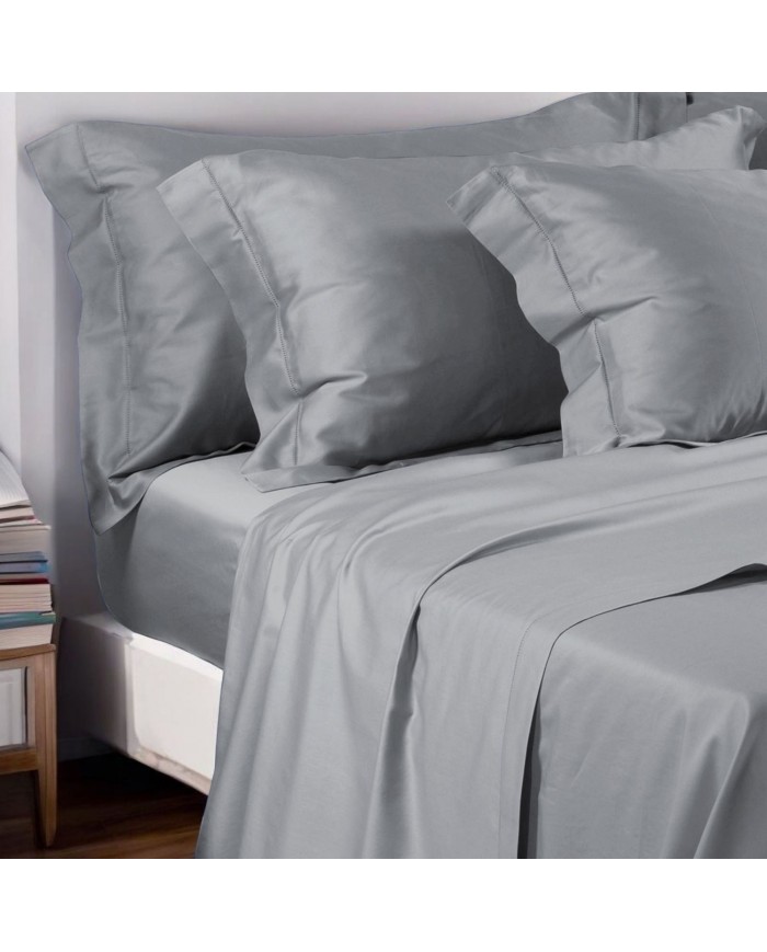 Completo lenzuola matrimoniali in raso di cotone con orlo a giorno Cavalieri - Ginevra