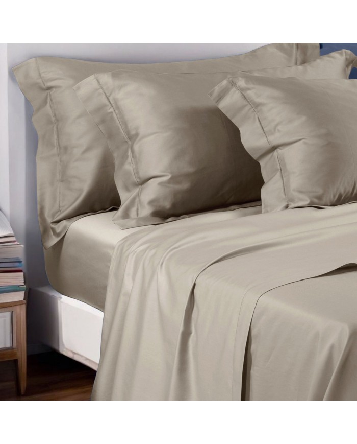 Completo lenzuola matrimoniali in raso di cotone con orlo a giorno Cavalieri - Ginevra