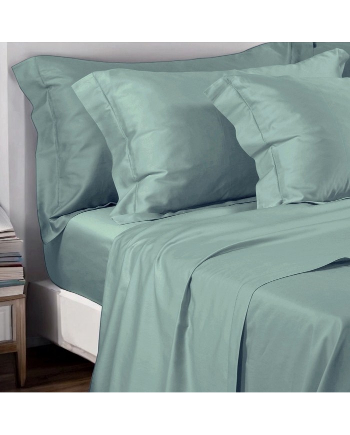 Completo lenzuola matrimoniali in raso di cotone con orlo a giorno Cavalieri - Ginevra