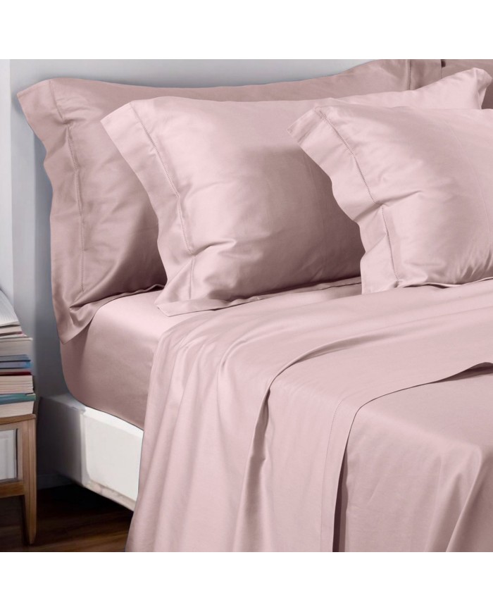 Completo lenzuola matrimoniali in raso di cotone con orlo a giorno Cavalieri - Ginevra