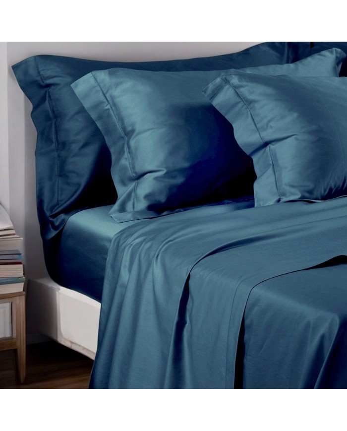 Completo lenzuola matrimoniali in raso di cotone con orlo a giorno Cavalieri - Ginevra