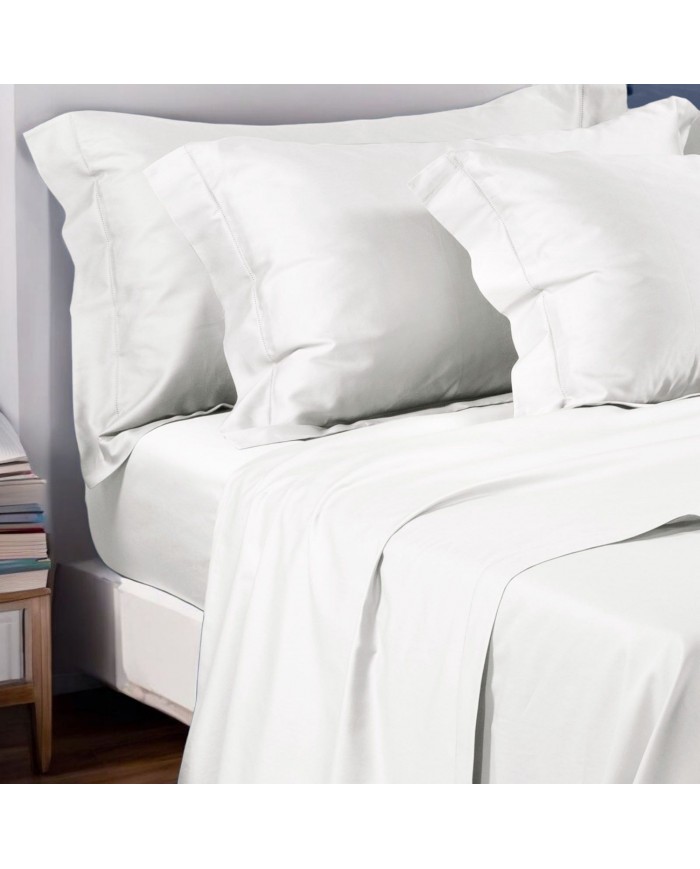 Completo lenzuola matrimoniali in raso di cotone con orlo a giorno Cavalieri - Ginevra