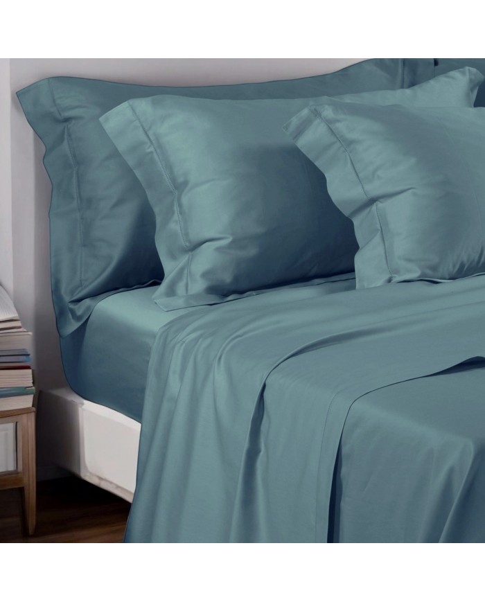 Completo lenzuola matrimoniali in raso di cotone con orlo a giorno Cavalieri - Ginevra