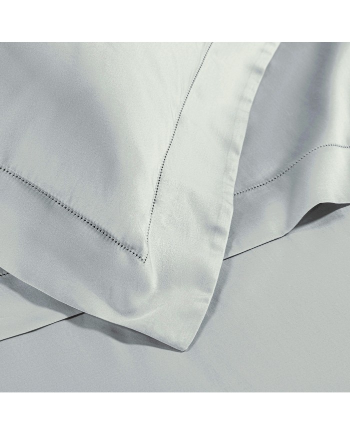 Completo lenzuola matrimoniali in raso di cotone con orlo a giorno Cavalieri - Ginevra