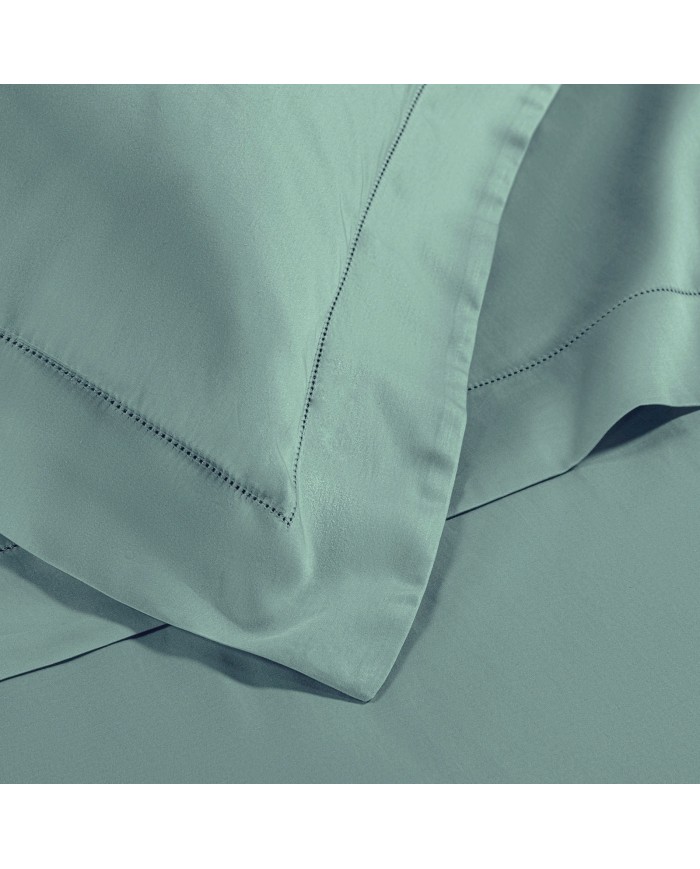 Completo lenzuola matrimoniali in raso di cotone con orlo a giorno Cavalieri - Ginevra